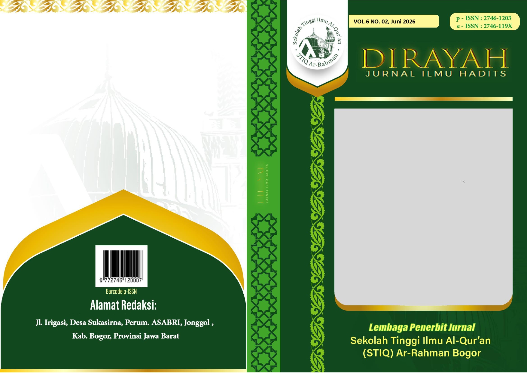 					View Vol. 6 No. 02 (2026): DIRAYAH: Jurnal Ilmu Hadis
				
